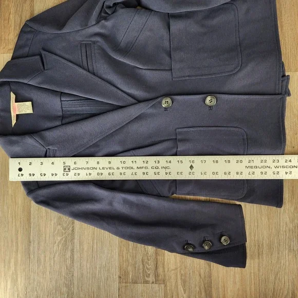 Diane von‎ Furstenberg DVF Navy Blue Knit Blazer Jacket Women's Size 10 - Picture 6 of 11